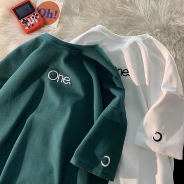 重磅純棉短袖t恤男夏季新款寬松刺繡半袖衣服潮牌百搭五分袖體恤