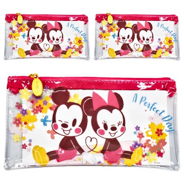Disney 迪士尼 櫻花透明文件收納袋  米奇米妮  3個