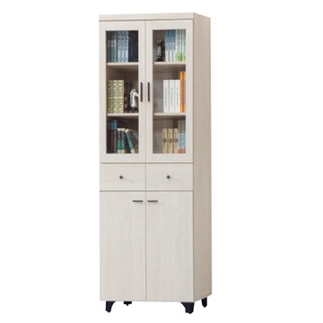【文創集】提米 時尚2.7尺四門二抽高書櫃/收納櫃(二色可選)-81x40x190cm免組