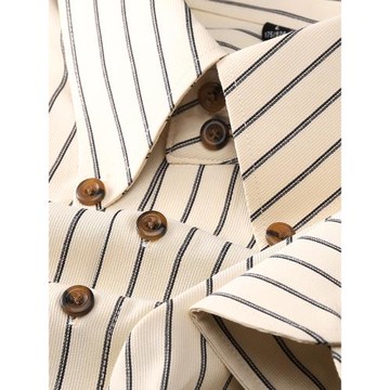 輕奢春季免燙條紋男士長袖襯衫修身高端休閑商務正裝抗皺襯衣男寸