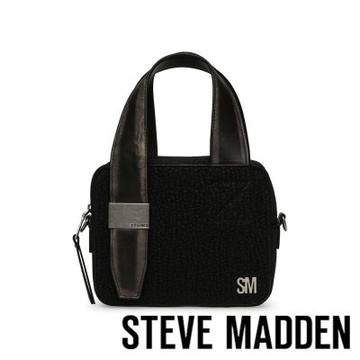 【線上獨家款】STEVE MADDEN-荔枝紋寬手提帶斜背包 BKIVIANA-黑色