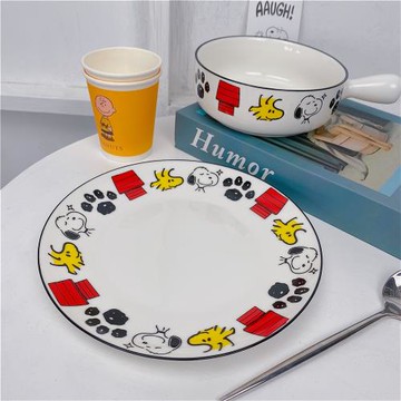 王路飛の史努比可愛少女心卡通韓式ins簡約創意早餐盤陶瓷餐具