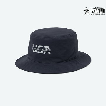 【Munsingwear 企鵝】網路獨家 男款藏青色防潑水反光印花漁夫帽 MGWP0103