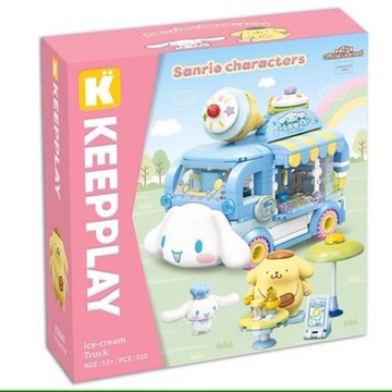 任選QMAN 三麗鷗 餐車系列 大耳狗的甜品餐車QM30907 Keepplay積木