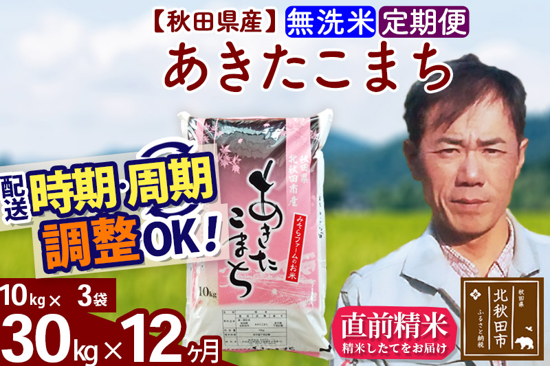 《定期便12ヶ月》＜新米＞秋田県産 あきたこまち 30kg(10kg袋) 令和5年産 お届け時期選べる 隔月お届けOK お米 みそらファーム 発送時期が選べる|msrf-31012