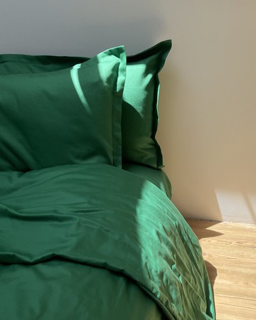被套組，天然 100% 棉緞織，綠色