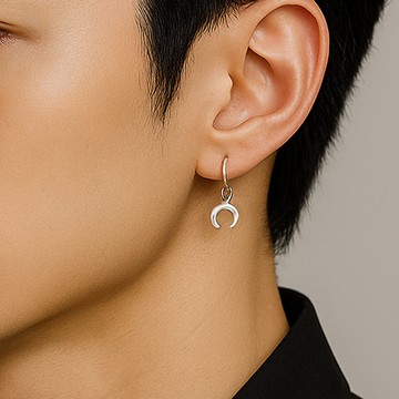 男生耳環 月牙灣純銀耳環 韓系簡約中性 925純銀 弦月 飾品禮物