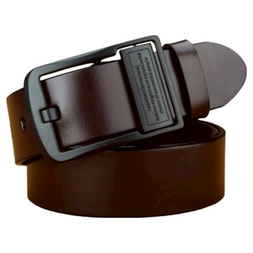 本革職人 美式休閒個性扣頭針扣式真皮皮帶  黑扣 + 咖啡色  130cm