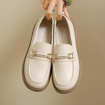 真皮小皮鞋女2025年秋冬季新款英倫風女鞋軟底防滑工作樂福鞋單鞋