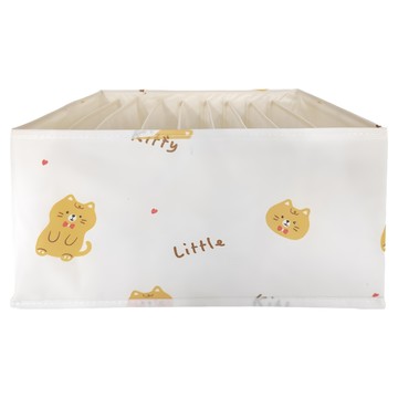 E.dot 櫥櫃分格衣物收納袋 收納盒 置物籃 Set 9格 可折疊  愛心貓咪 白色  1個  36 x 25 x 21cm