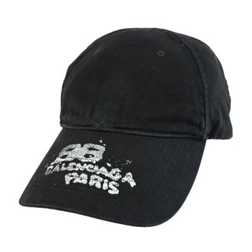 BALENCIAGA 巴黎世家 723771 塗鴉風格LOGO棉質棒球帽.黑