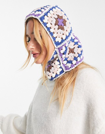 Damson Madder crochet balaclava in lilac mix-Multi