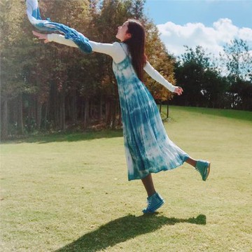 一澈原創設計扎染藍染仙女文藝小清新連衣裙旅游度假民族風連衣裙