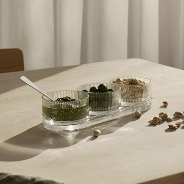 丹麥Stelton│線條玻璃前菜4件套組