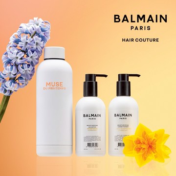 女神開運禮【BALMAIN】女神保養禮盒(保濕潤澤洗髮精300ML+保濕潤澤護髮劑300ML+白色水瓶)