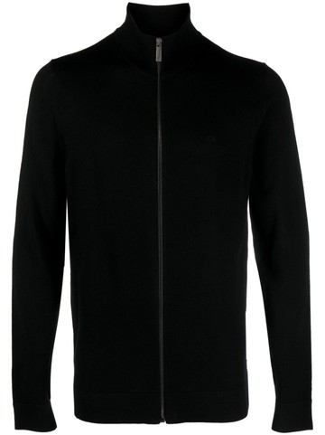 Calvin Klein - embroidered-logo wool zip-up cardigan - men - Wool - L - Black