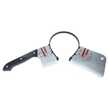 摩達客 COSPLAY派對變裝髮箍 萬聖節髮飾  恐怖砍頭菜刀造型 銀色 + 黑色  1個