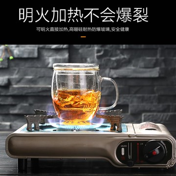 帶把玻璃杯加厚耐熱帶蓋過濾高級感小眾設計高端茶水分離杯