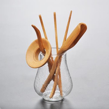 日式手工錘紋玻璃茶道六君子瓶筆筒花插茶道零配家用茶桌禪意擺件