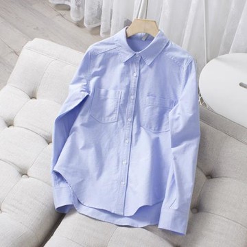 梓蘭朵2022秋裝新歐美時尚休閑純棉襯衫女百搭顯瘦職業白襯衣學生