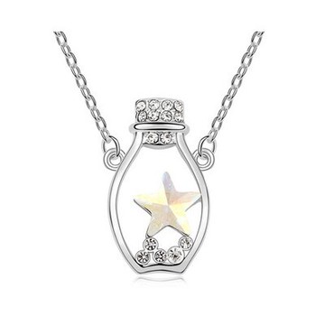 現貨+預購 925純銀項鍊水晶吊墜-幸運星瓶子造型情人節生日禮物女飾品3色73bb260【獨家進口】【米蘭精品】