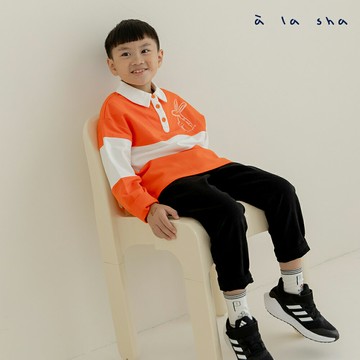 a la sha   x 童裝男女適穿 兔子拼色有領長袖上衣