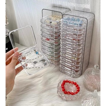 【幻彩水晶手作坊】手串收納盒 透明防塵壓克力 菩提米珠 琉璃水晶 串珠手鏈 首飾品盒