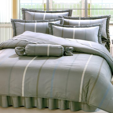 貝淇小舖 M.I.T精梳純棉印花鋪棉兩用被  單人  灰色