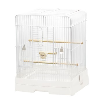 LillipHut 麗利寶 舒適快潔鳥籠 40 白色 托盤前拉設計 方便日常清潔 圓弧形餐具易食用  1個