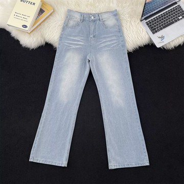 直筒水洗牛仔褲男寬鬆復古水洗vibe青年百搭寬褲男