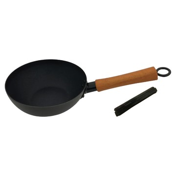 kosfu kitchen ware 鍋師傅 備長炭鑄鐵雪平鍋 不沾 單柄 適用於瓦斯爐 電陶爐 滷素爐 卡式爐 原木握把  20cm  1個