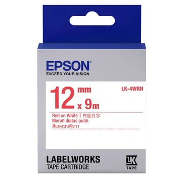 EPSON 標籤帶 (白底紅字/12mm) /個 LK-4WRN S654402