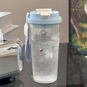 桃園出貨✨水杯新款女生高顏值2024吸管便攜隨行塑料ins高顏值夏天簡約可愛