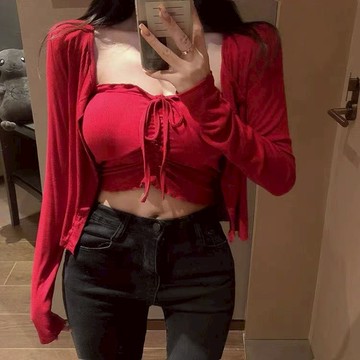 S.T SHOP現貨當天寄0010多穿法兩穿繞脖內杯背心+罩衫SET 套裝 兩件式 隔日到 性感 小可愛 內搭 蝴蝶結