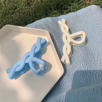 馬卡龍~春夏彩色抓夾鯊魚夾ins小眾藍色麻花洗澡夾發夾氣質發飾女