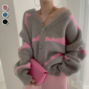 【韓國K.W.】KMM3374韓國空運頂極城市針織花朵小香風外套上衣(保暖/外套/針織外套)