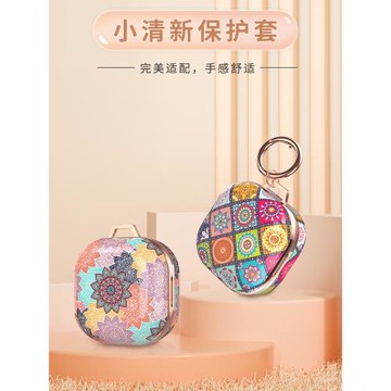 三星Buds2Pro保護套小清新BudsPro藍牙耳機Buds2保護殼BudsLive波西米亞曼陀羅掛繩電鍍殼