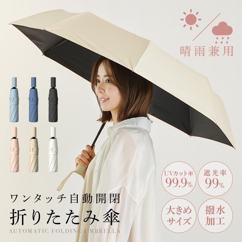 晴雨兼用 日傘 UVカット 自動開閉 ピンク ワンタッチ-