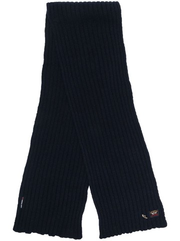 Paul & Shark - logo-patch ribbed wool scarf - men - Virgin Wool - One Size - Blue