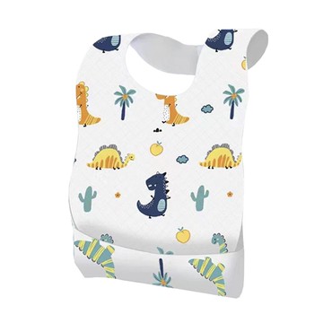 拋棄式兒童吃飯圍兜(10入組)-可愛恐龍-35x23.5cm