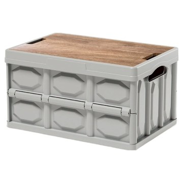 Heyi 何亦 木蓋收納箱  32L 摺疊收納  42 x 28 x 23cm  砂岩灰  1個