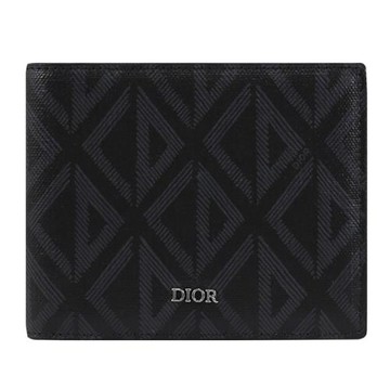 Christian Dior Rider CD Diamond 滿版花紋塗層皮革八卡短夾.黑