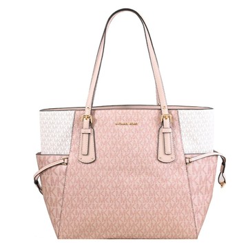 MICHAEL KORS VOYAGER 浮雕LOGO細閃撞色印花托特包.芭蕾粉