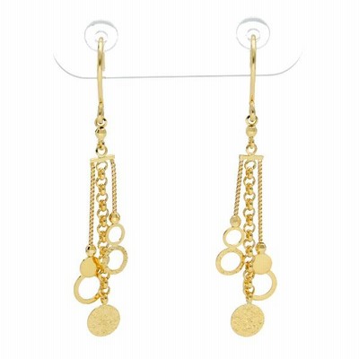K18 3連 サークル チェーン ゴールドピアス 2P 両耳用 18金 18k