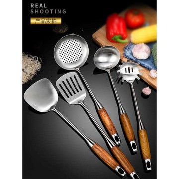 花梨木柄304不銹鋼大湯勺長柄防燙勺子家用廚房盛湯粥稀飯炒菜勺