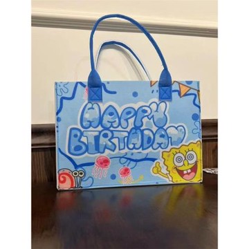 蠟筆小新印花手提包毛氈包大容量手提袋媽咪包購物收納生日禮品袋