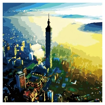 artlife 數字油畫diy  台北的天空  1入