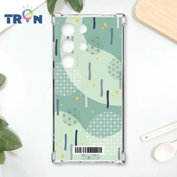 TRON 三星 S22 Ultra 日系和風圓點落雨系列 四角防摔載具殼 軟殼 手機殼