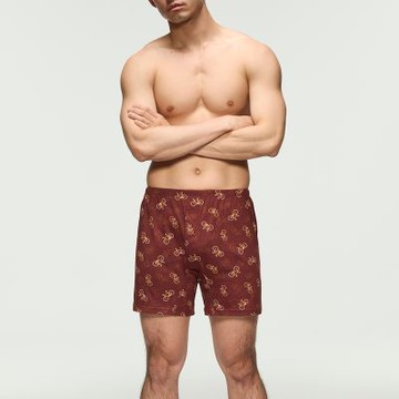 Mr.DADADO-單車騎趣 4L印花四角男內褲-天然絲光棉(咖啡棕)GHQ527BR