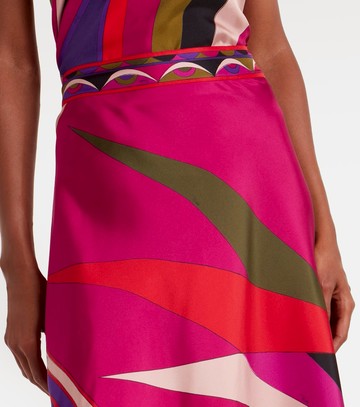 Pucci Hawaii asymmetric silk satin midi skirt